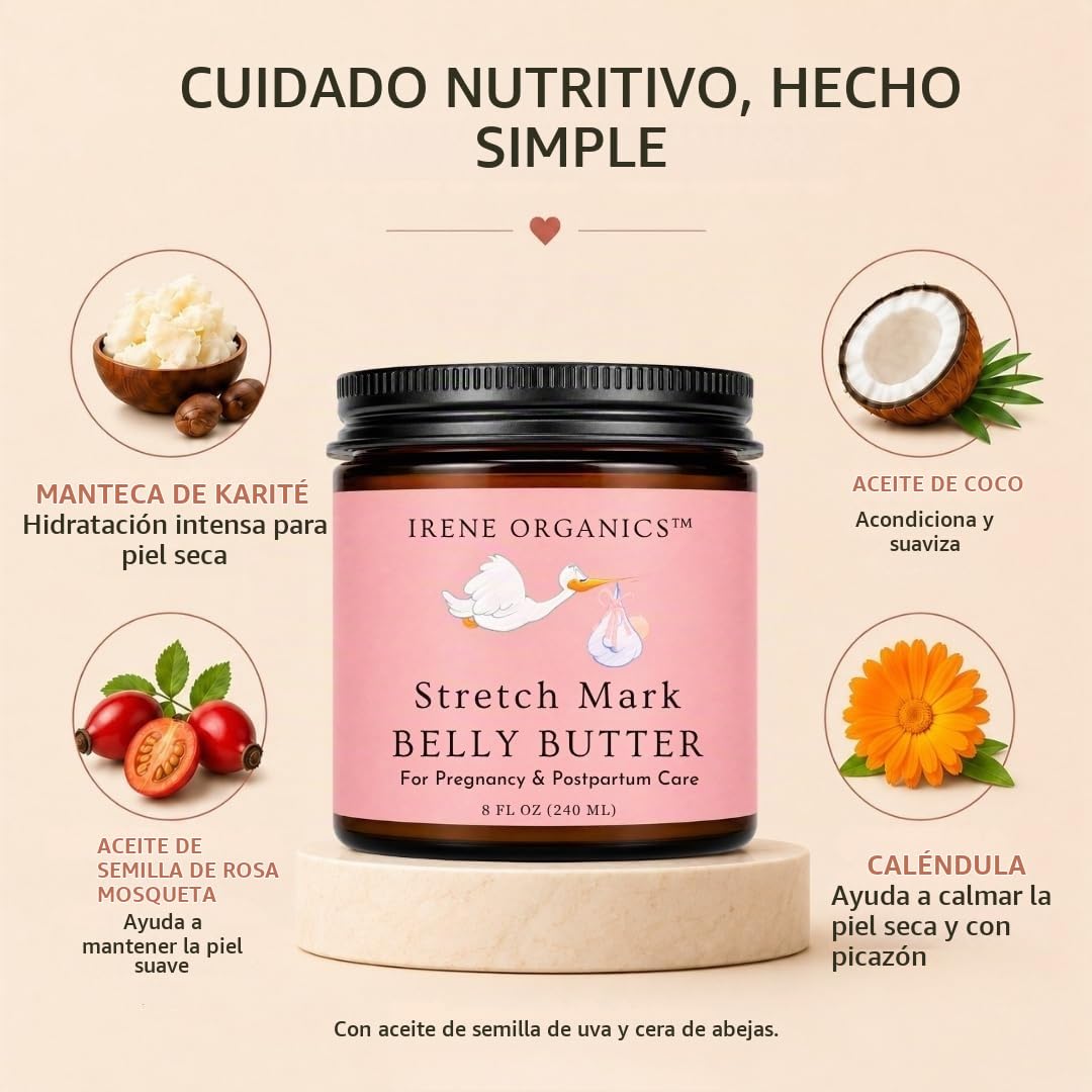 Irene Organics Mantequilla Orgánica para el Vientre para Prevención...