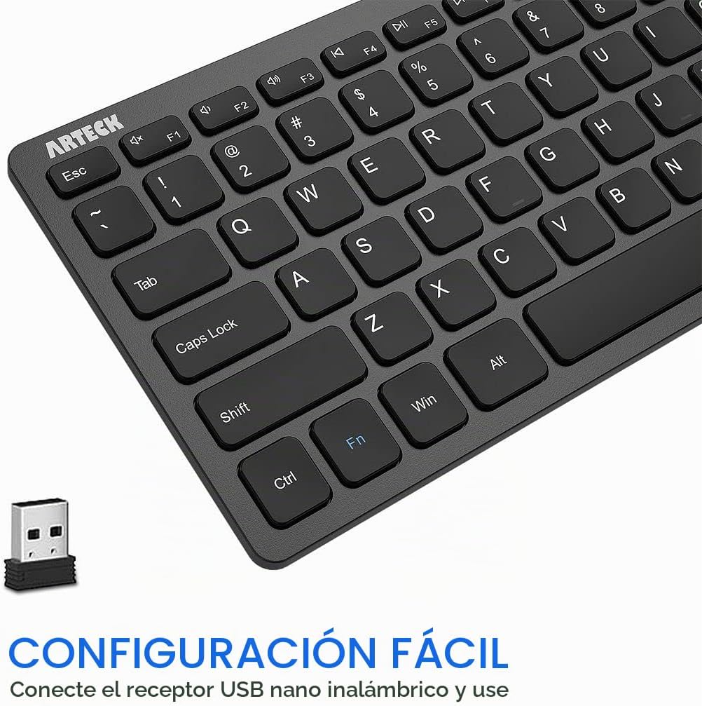 Arteck - Teclado inalámbrico 2,4 G, ultradelgado y compacto, con te...