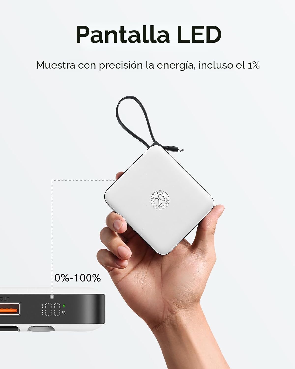Cargador portátil 10000mAh de la batería VRURC, carga rápida 22.5W...