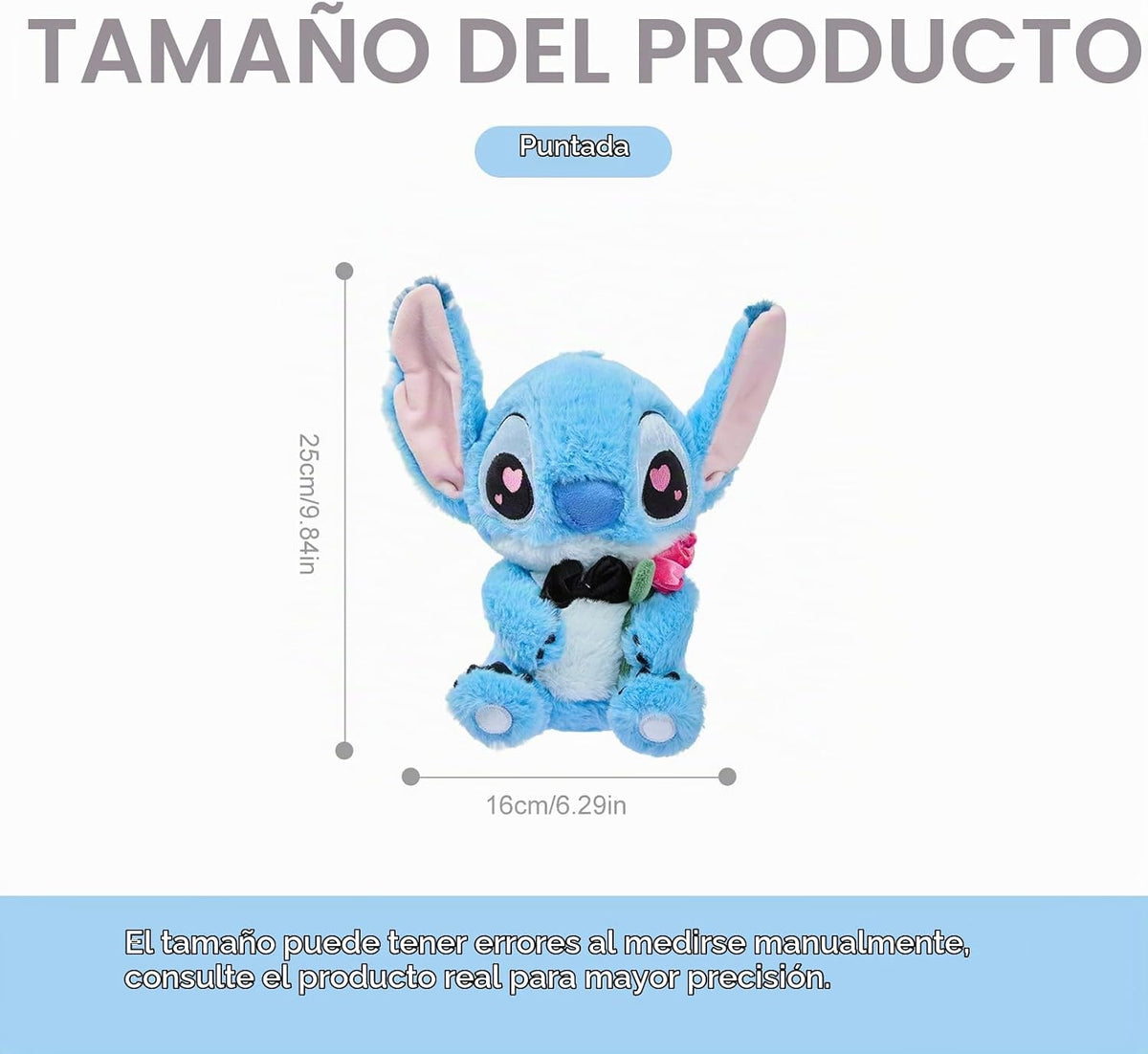 MINISO Disney Lilo & Stitch - Peluche romántico de punto sentado de...