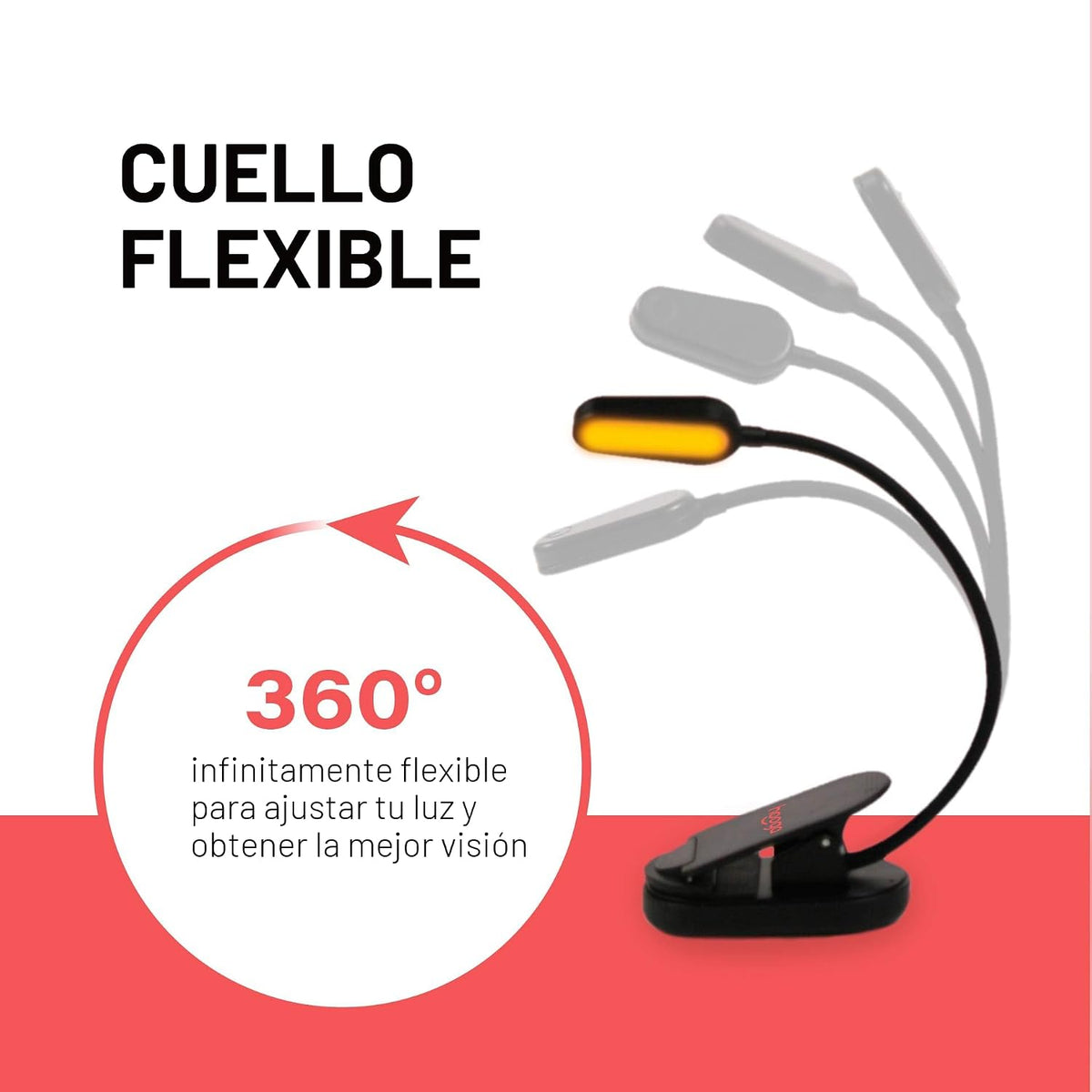 hooga Luz de libro ámbar, luz de lectura LED recargable con bloqueo...