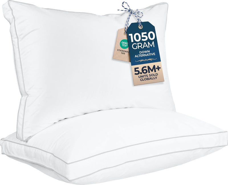Utopia Bedding - Juego de 2 almohadas para dormir tamaño Queen (bla...