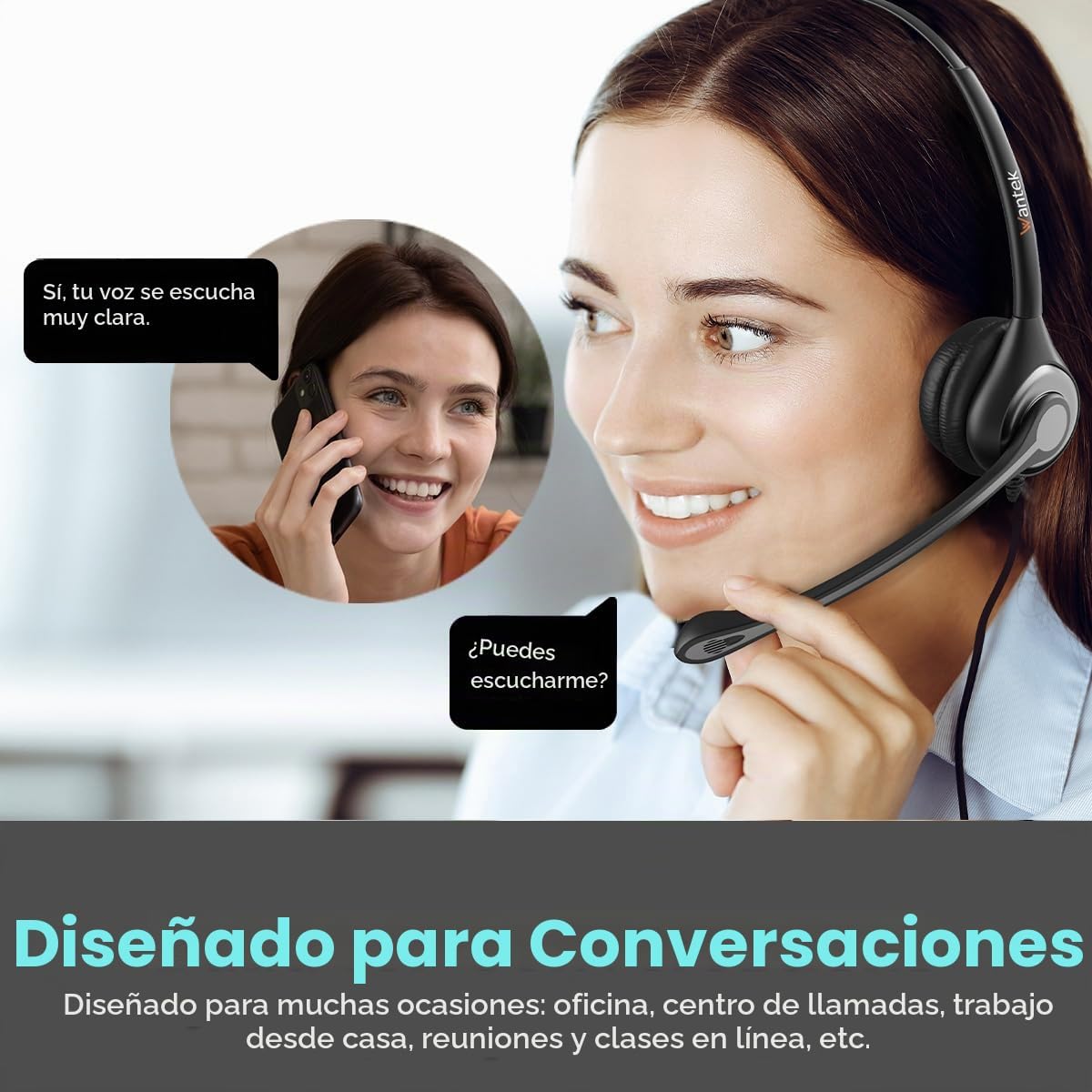 Wantek Auriculares de computadora USB con micrófono para computador...