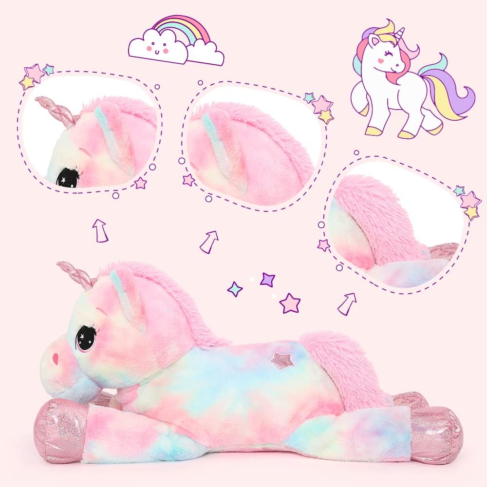 Tezituor Peluche de unicornio gigante de 43 pulgadas, juguetes de u...
