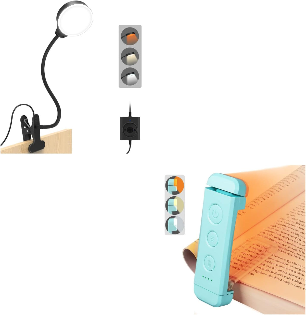 Glocusent Luz de libro recargable USB para leer en la cama, luz de...