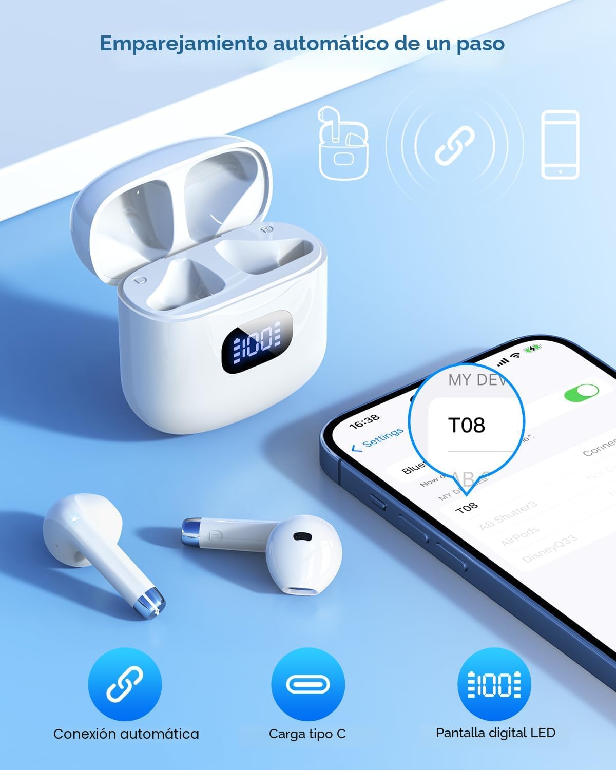Auriculares inalámbricos KTGEE con Bluetooth 5,3, reproducción de 4...
