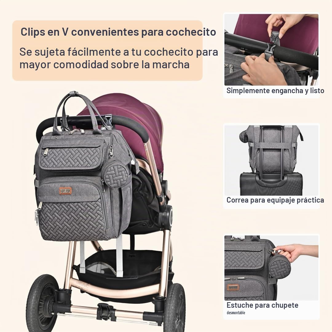 BabbleRoo - Mochila para pañales, mochilas grandes multifuncionales...