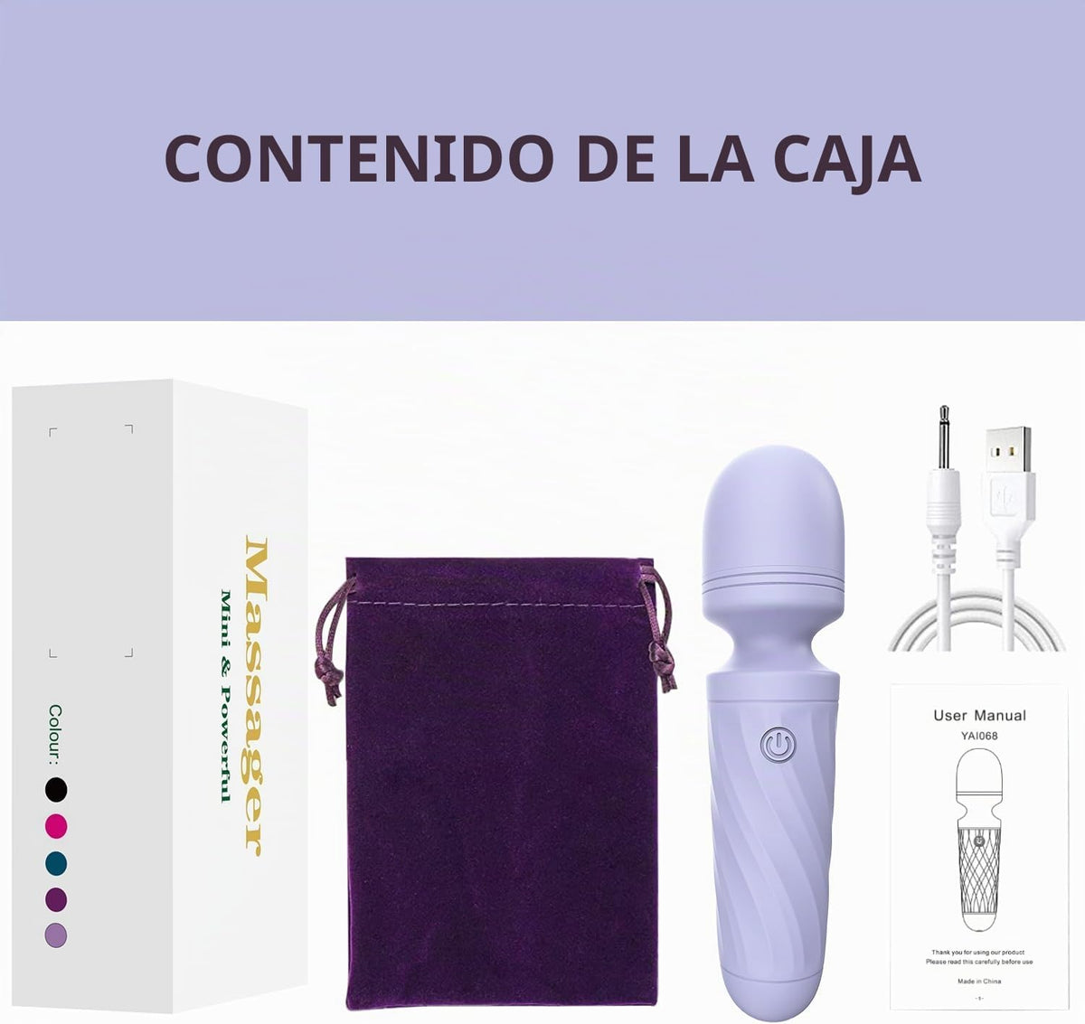 KINGWAND - Mini varita masajeadora impermeable, 10 vibraciones (gri...