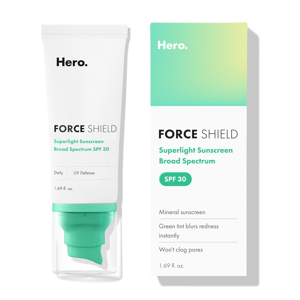 Hero Cosmetics Force Shield Protector solar superligero SPF 30, 1.6...