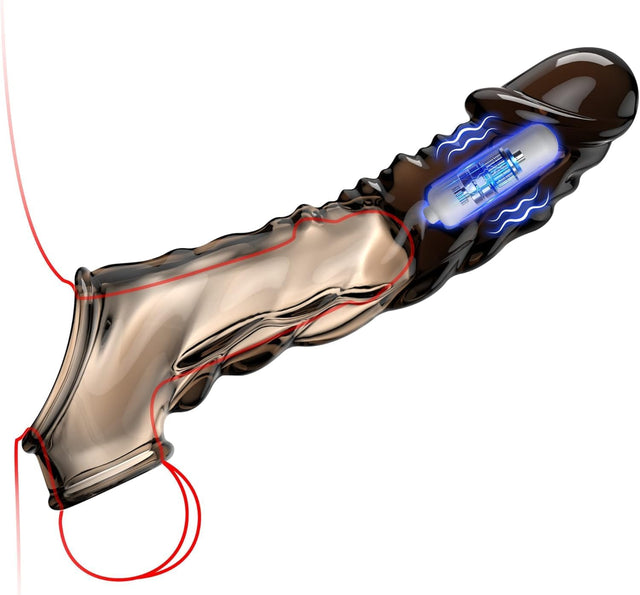 Funda vibradora para el pene con anillo para el pene \u2013 Extenso...