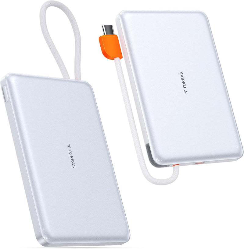 TORRAS Banco de energía con cable USB-C incorporado | Carga por cab...