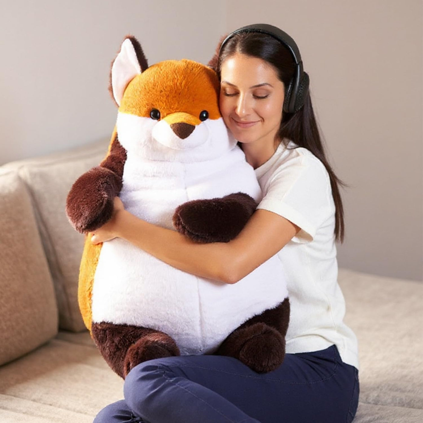 ARELUX Almohada gigante de peluche grande de zorro grande de 22 pul...