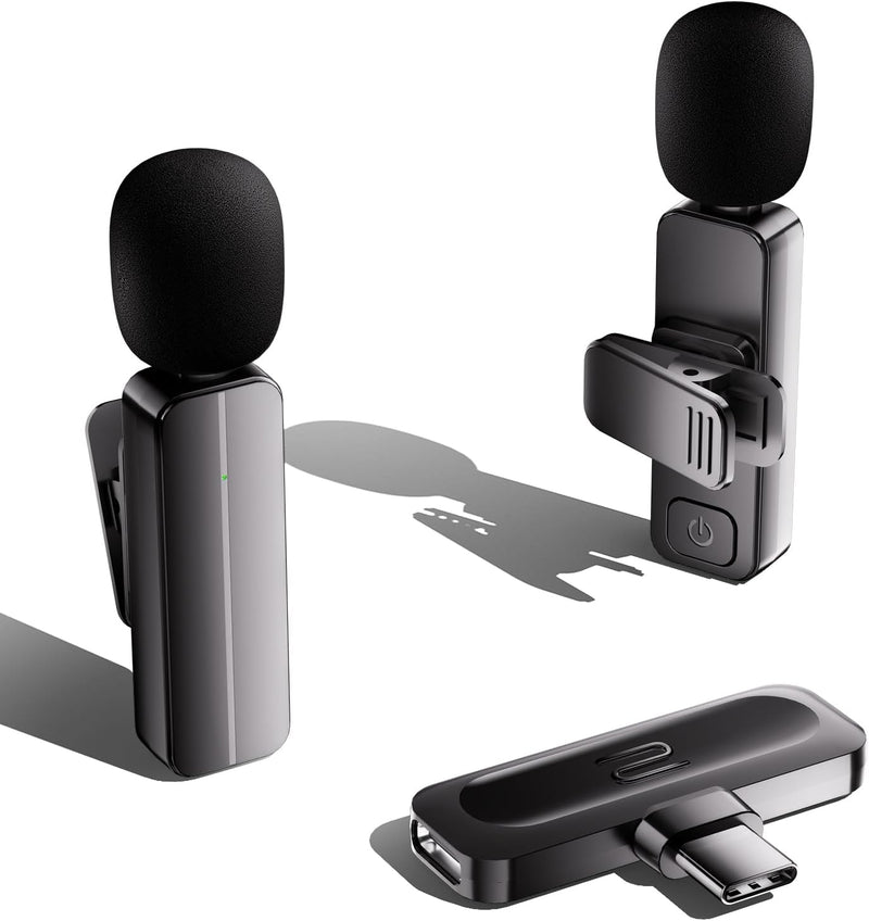 Paquete de 2 micrófonos inalámbricos de solapa Mini Lavalier para i...