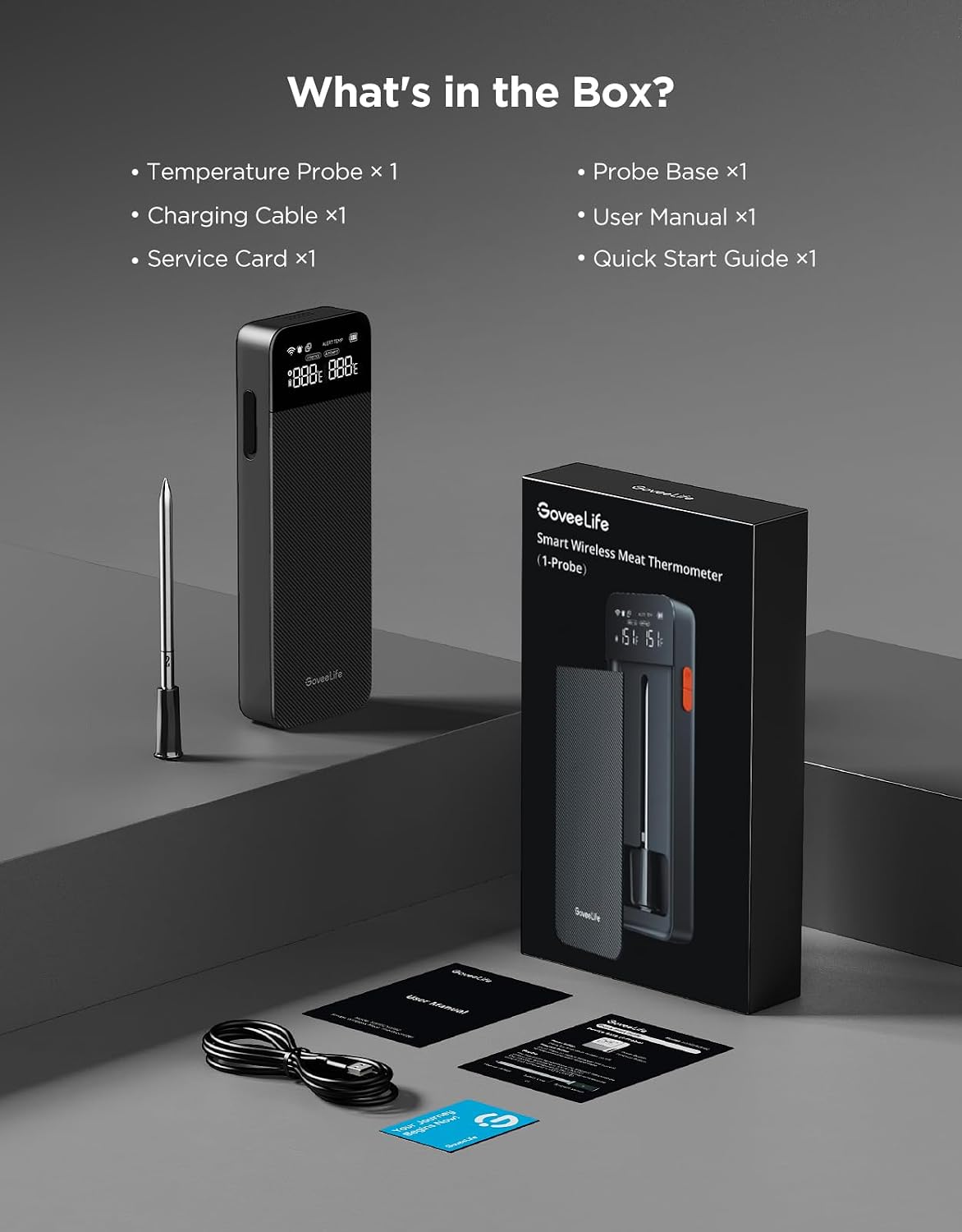 Termómetro digital para carne inalámbrico Bluetooth inteligente Gov...