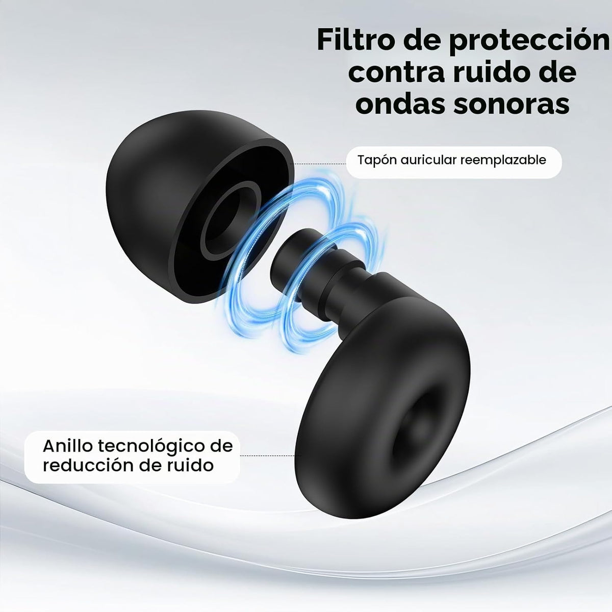 Tapones para los oídos con cancelación de ruido para dormir, 30 dB,...