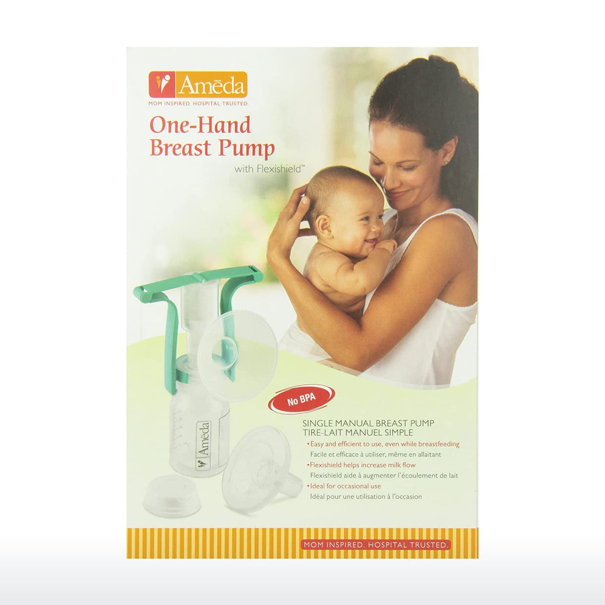 Ameda Extractor de leche manual con una sola mano con estimulador d...