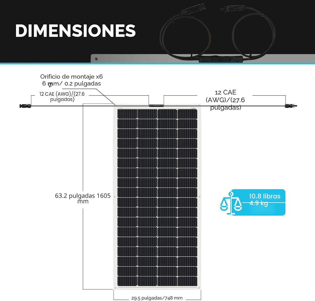 Panel solar flexible Renogy de 200 vatios, 240°, ultra flexible y f...
