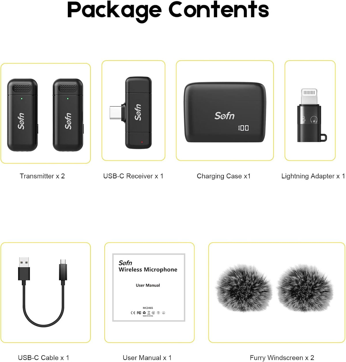 Micrófono inalámbrico Sofn para iPhone y Android, mini micrófono de...