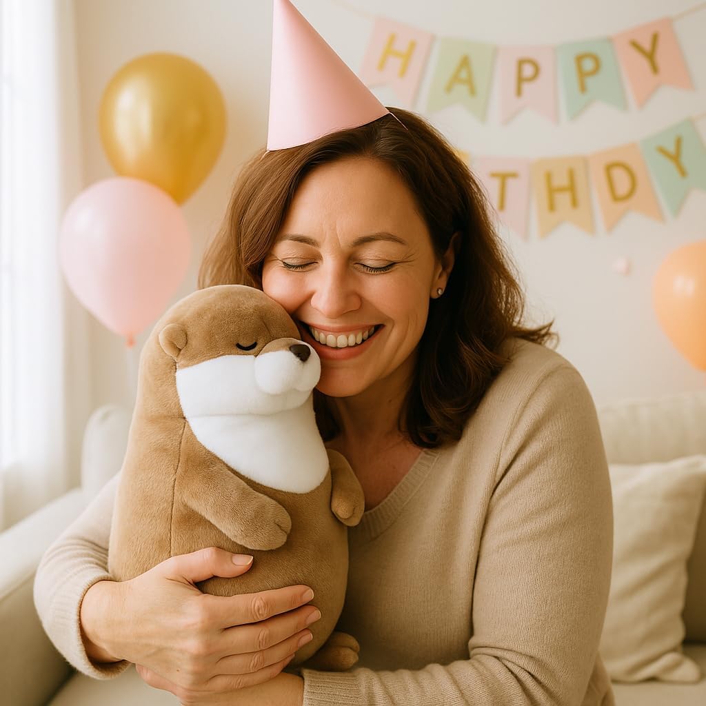 WEIGEDU - Animales de peluche de nutria dormida, 12 pulgadas | Ojos...