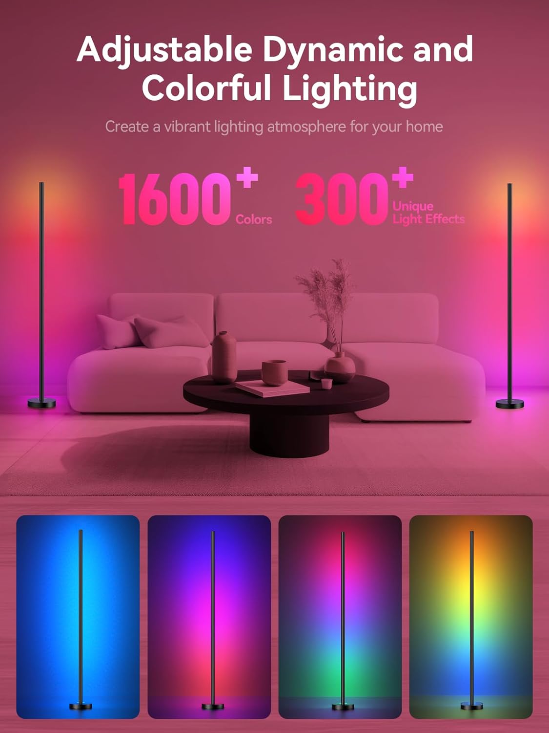 OIYN Lámpara de pie LED RGBICW inteligente - 16 millones de colores...