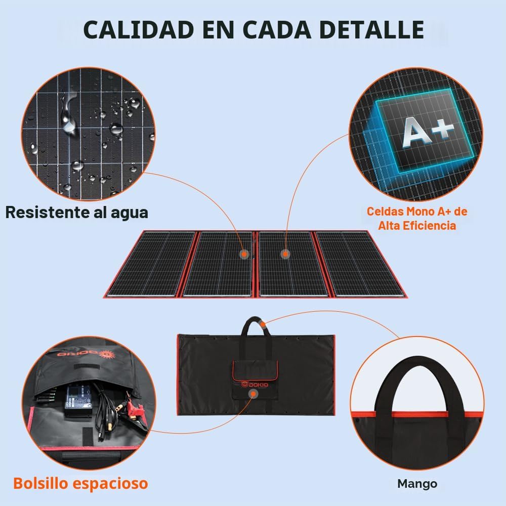 DOKIO Kit de panel solar plegable portátil de 300W para carga de ba...
