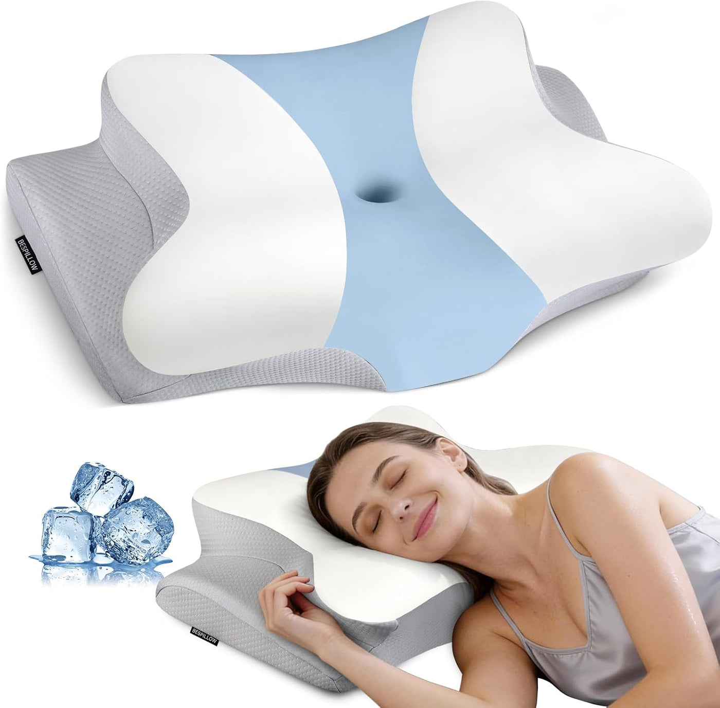Almohada cervical para aliviar el dolor de cuello, almohada ergonóm...