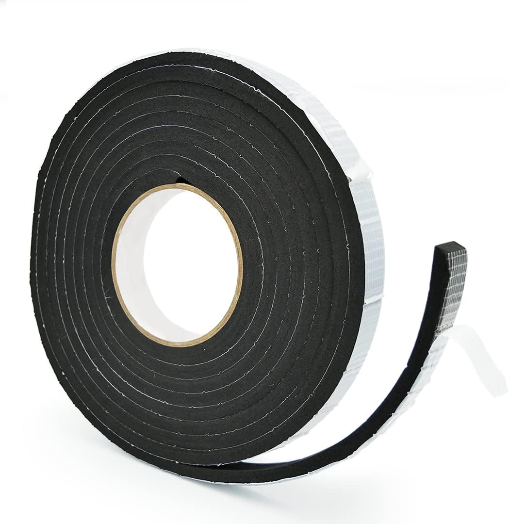 Alenor EPDM Cinta aislante de espuma negra autoadhesiva de 2\/5 x 1...