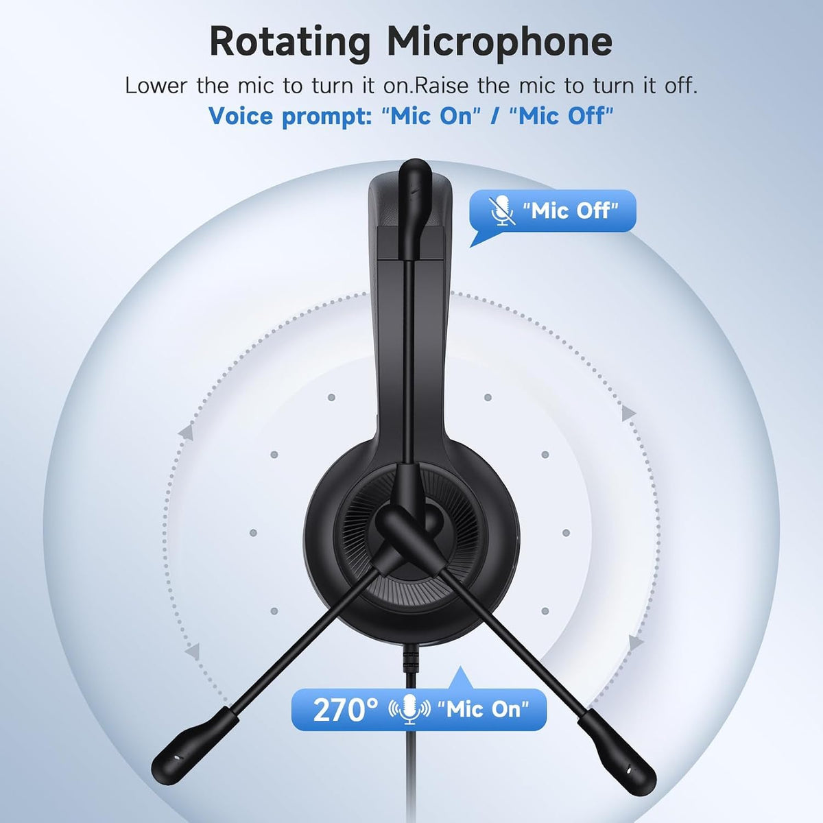 AOC Auriculares USB con micrófono para PC, auriculares con cable en...