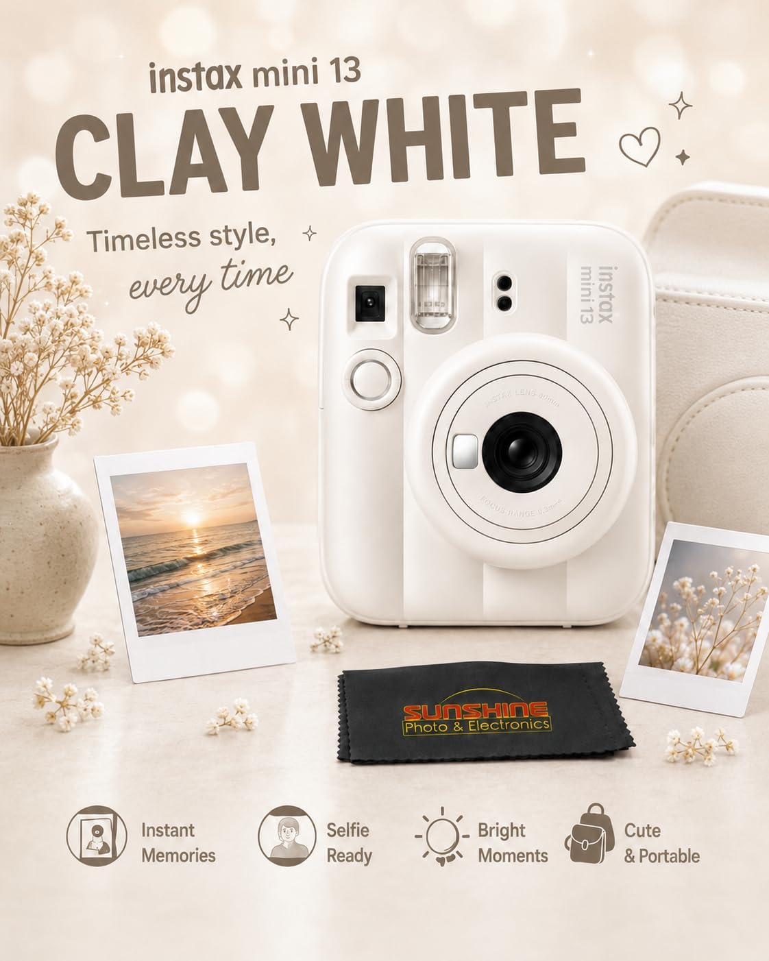 FUJIFILM Instax Mini 13 - Cámara de película instantánea (blanco ar...