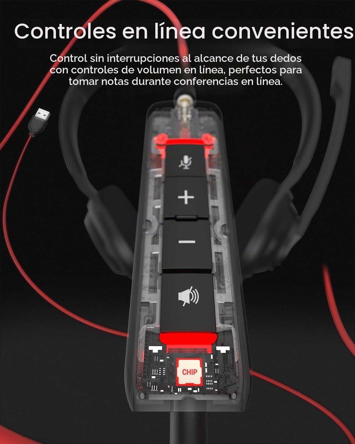 NUBWO HW02 Auriculares USB para Computadora con Micrófono de Chat C...