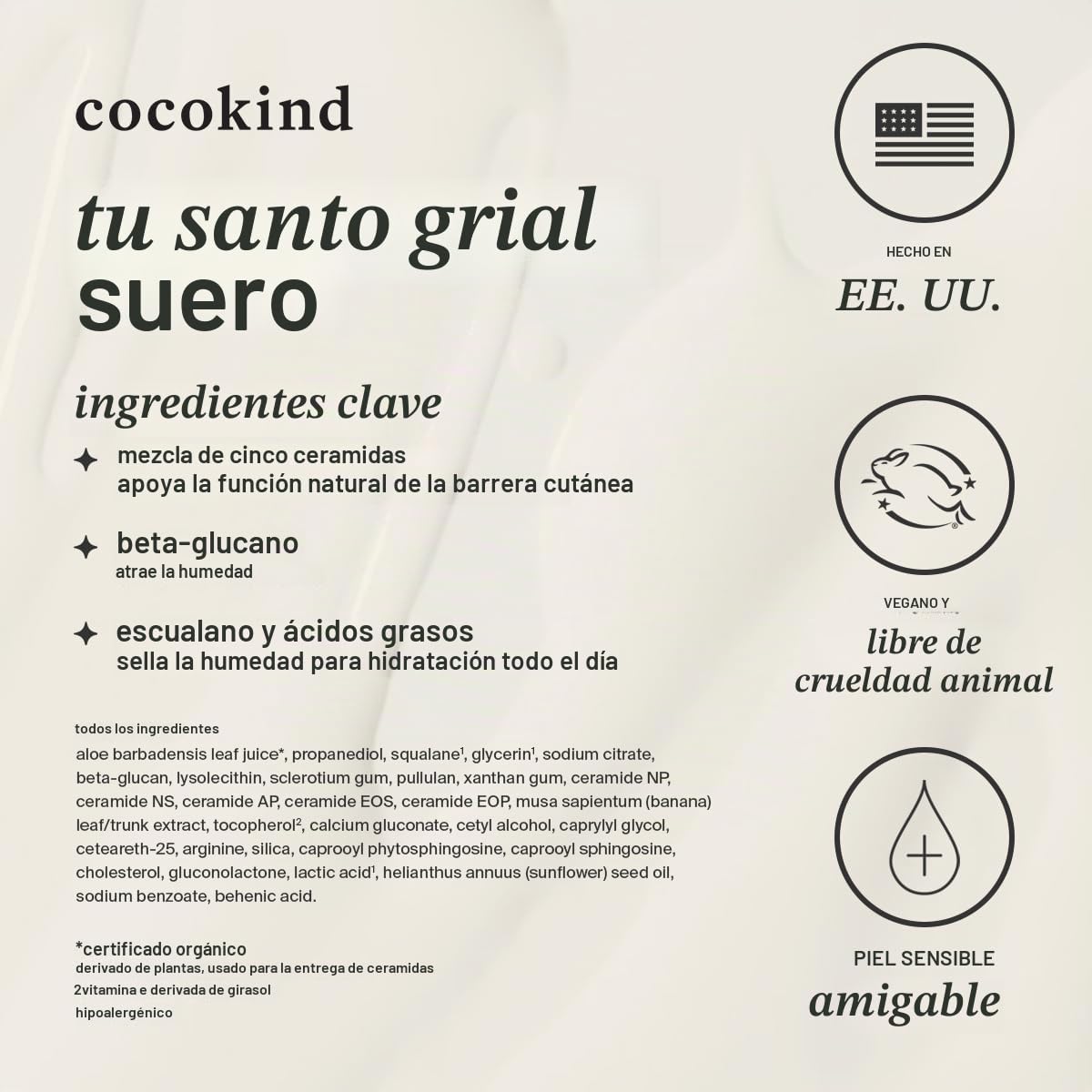 Cocokind Suero de barrera de ceramida, suero hidratante para reduci...