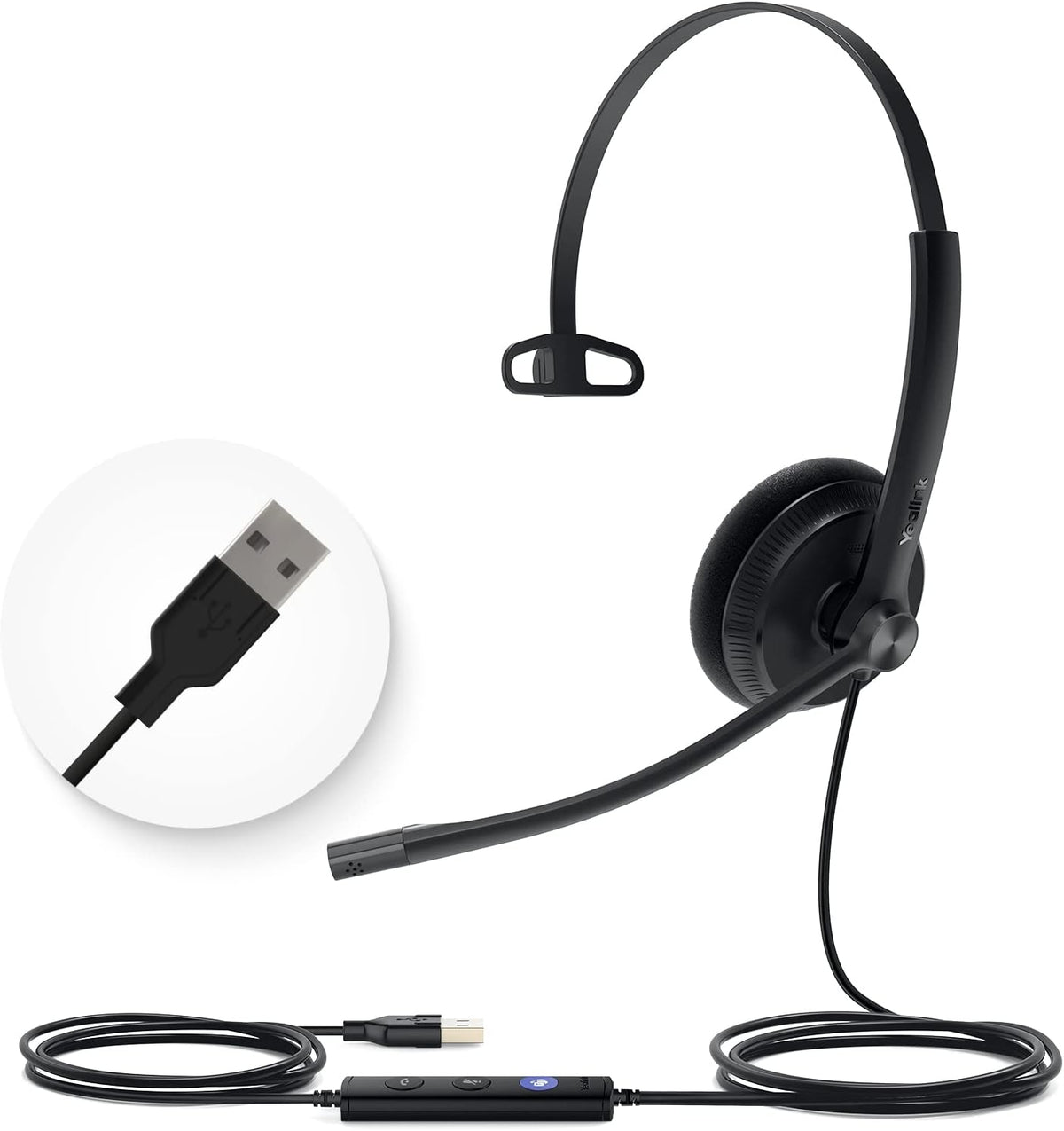 Auriculares con cable Yealink UH34 Lite, USB-A, micrófono con cance...