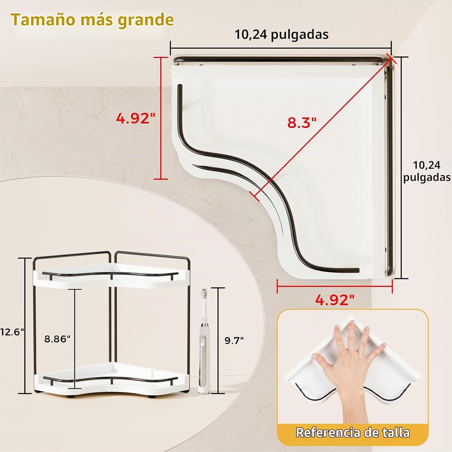 Aollewoiti Organizador esquinero de 2 niveles para encimera de baño...