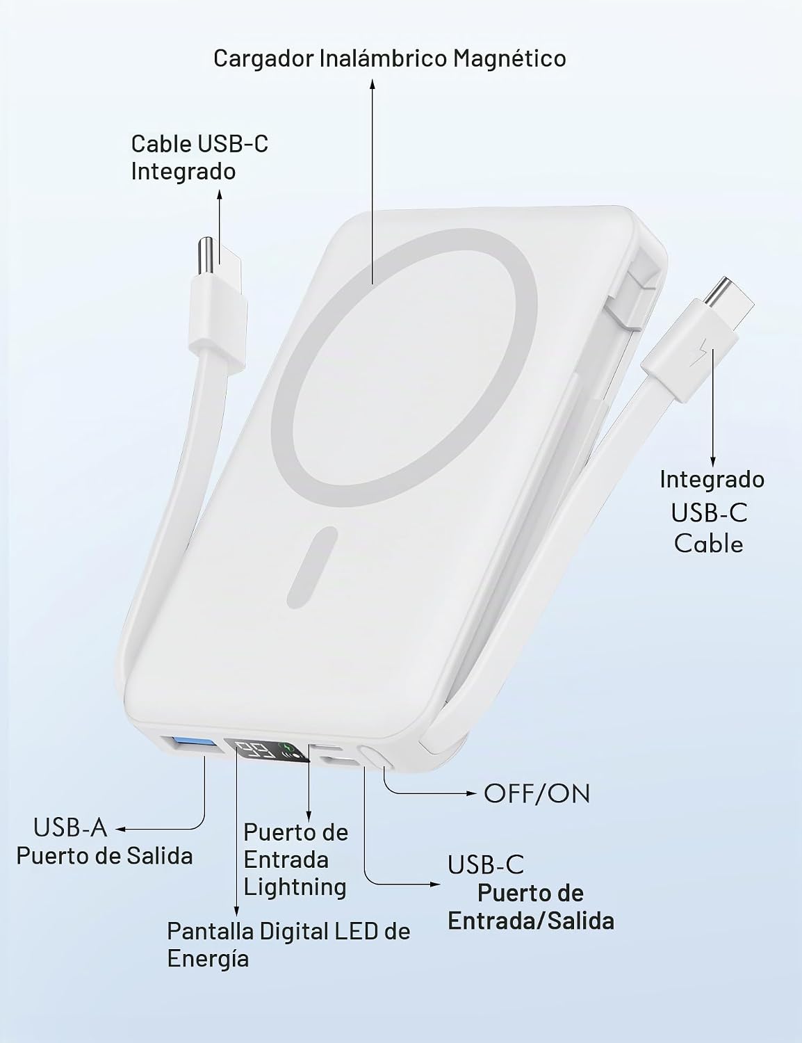 Podoru para Magsafe Power Bank, cargador portátil magnético de 1000...