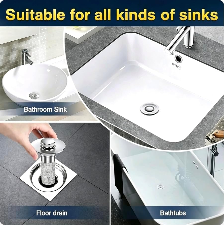 Paquete de 2 tapones universales de drenaje para fregadero de baño,...