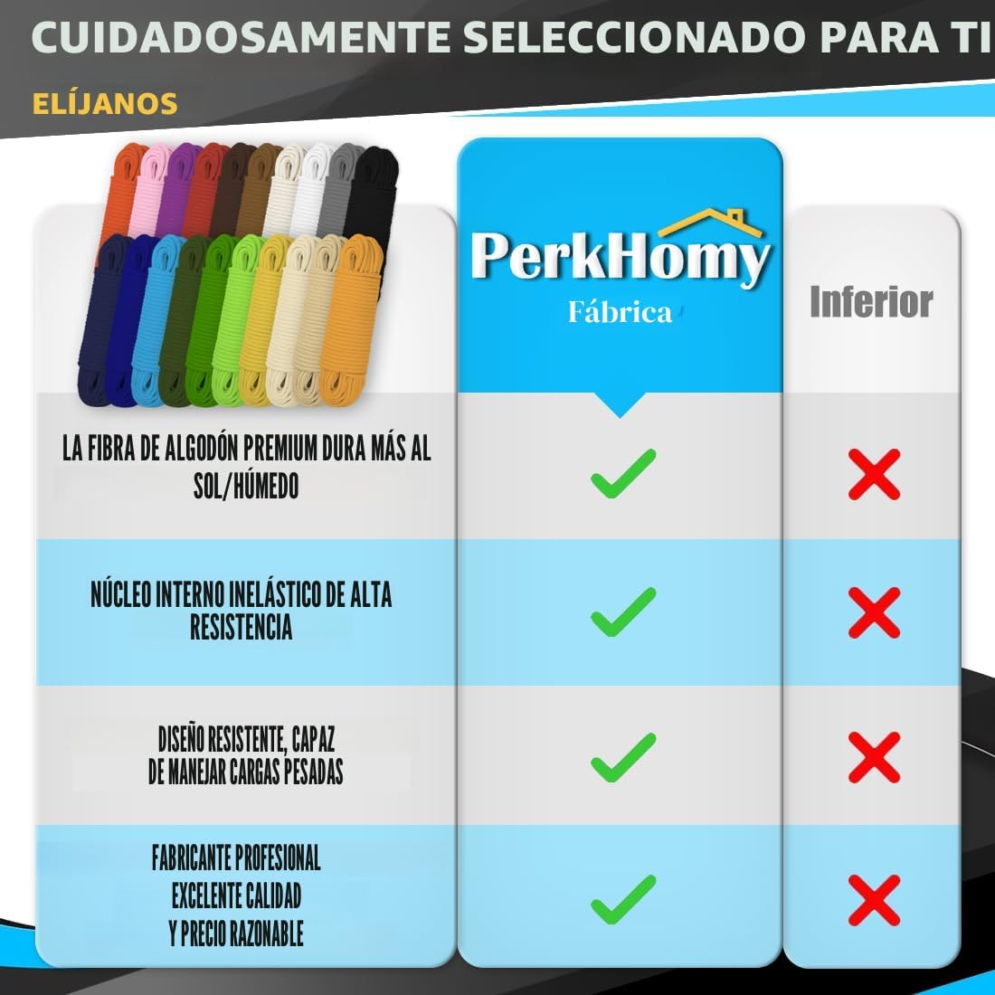 PerkHomy - Cuerda de algodón de 100 pies y 3\/16" (5mm), cuerda...