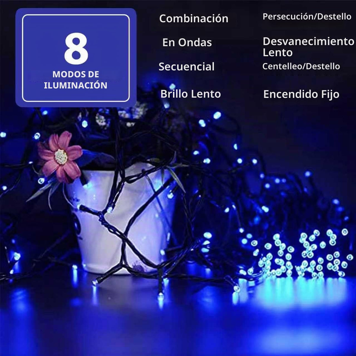 La secuencia azul conectable de la Navidad de 75,8 pies 200 LED enc...