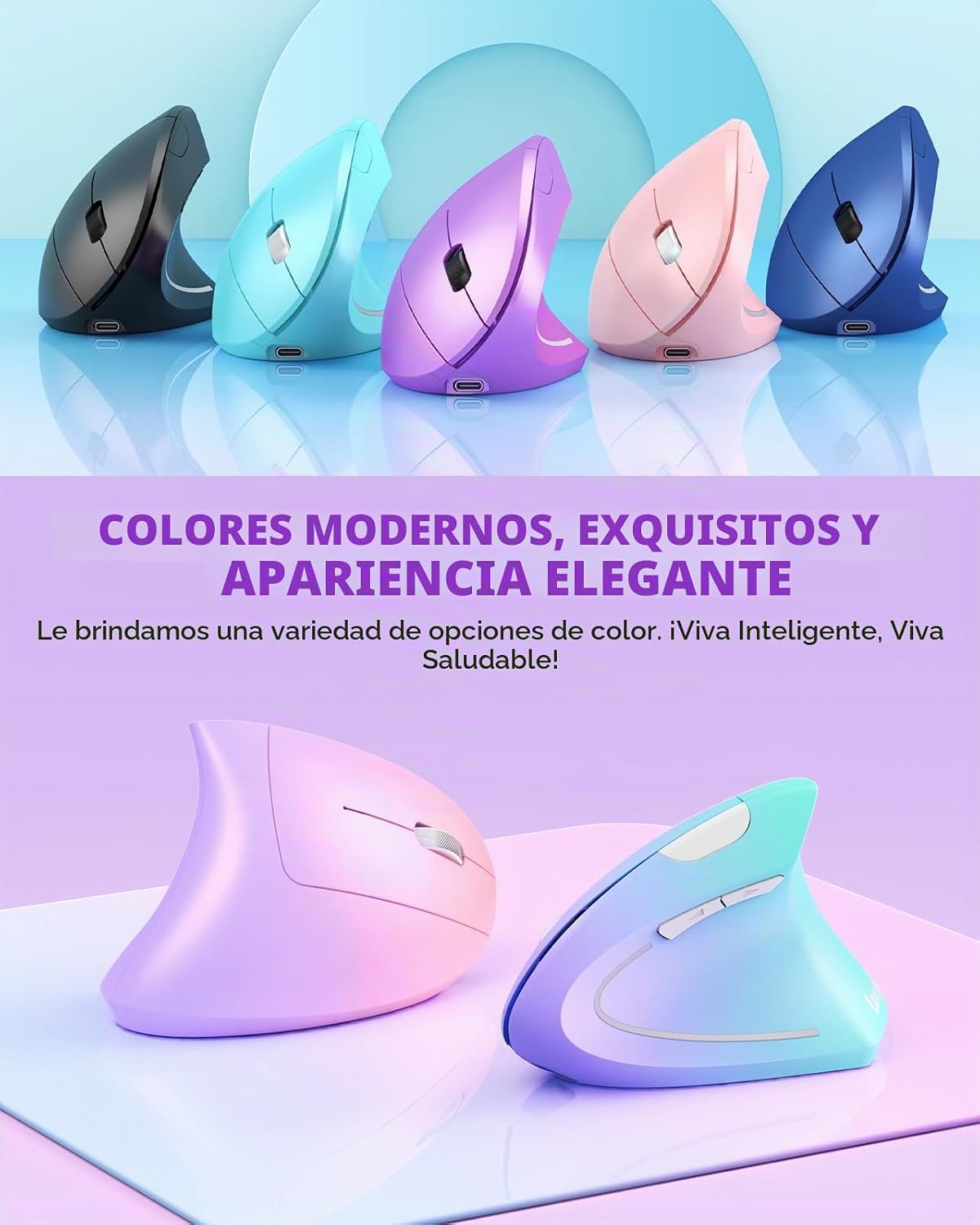 Lekvey Ratón Ergonómico, Ratón Vertical Inalámbrico Recargable 2.4...
