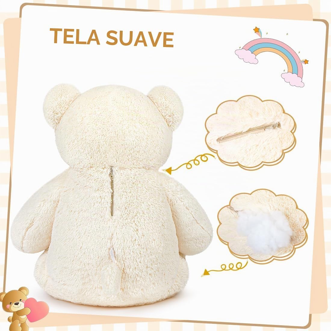 SNOWOLF Oso de peluche blanco gigante de 47" Animales de peluch...