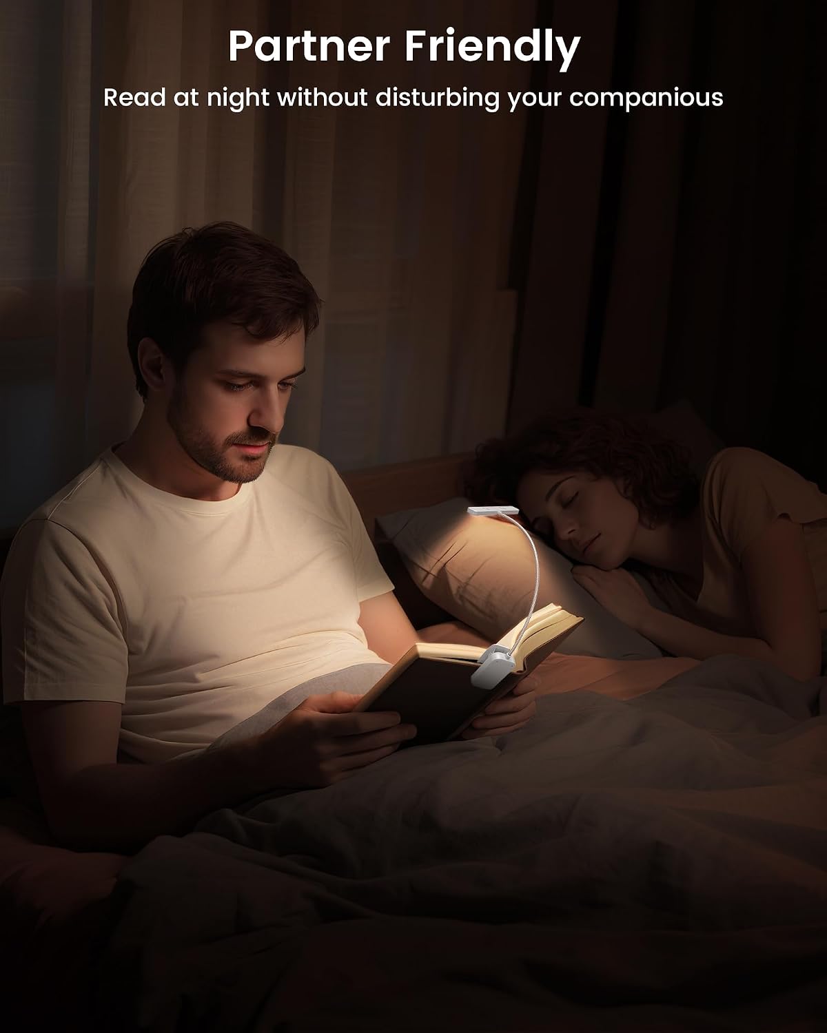 Glocusent Book Light Duo: 26 LED Wide Eye\u2011Lámpara de cuidado +...