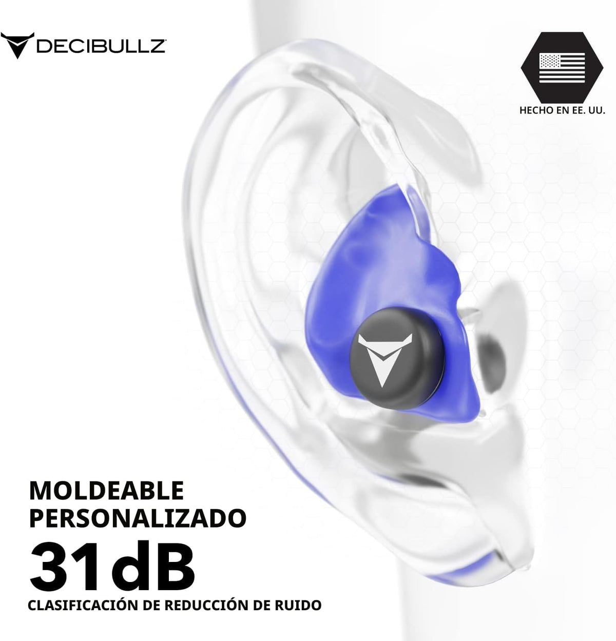 Decibullz - Tapones para oídos moldeables a medida, 31 dB NRR más a...