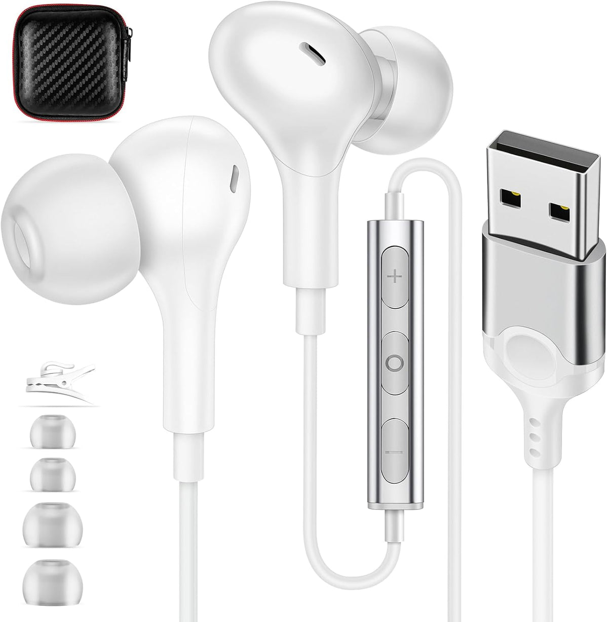 AIAUXAI Auriculares USB con micrófono para PC portátil, auriculares...