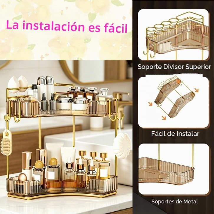 Greenby Organizador esquinero de 2 niveles para mostrador de baño,...