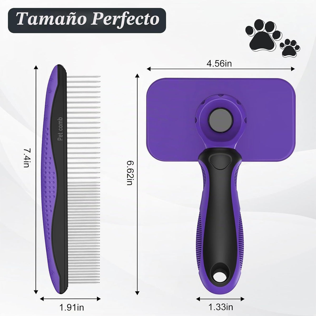 2 cepillos de limpieza autolimpiante y peine para perros, herramien...