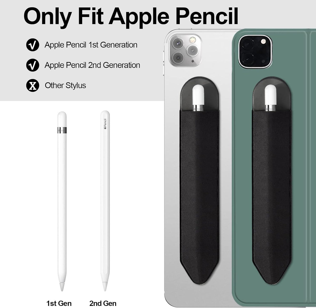 XLDLQU Soporte para lápices Apple, paquete de 5 fundas elásticas du...