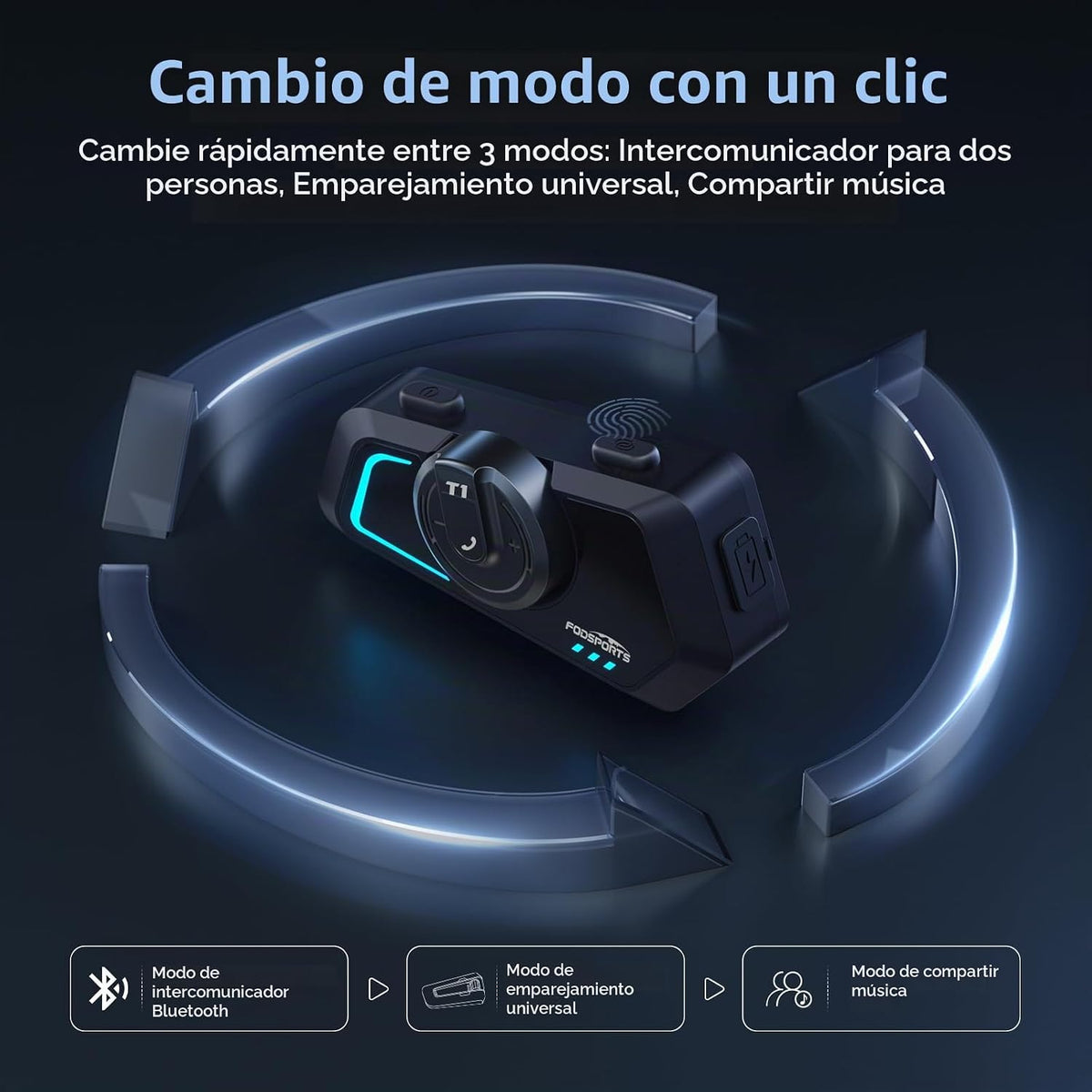Fodsports T1 - Intercomunicador Bluetooth V5.4 para motocicleta con...