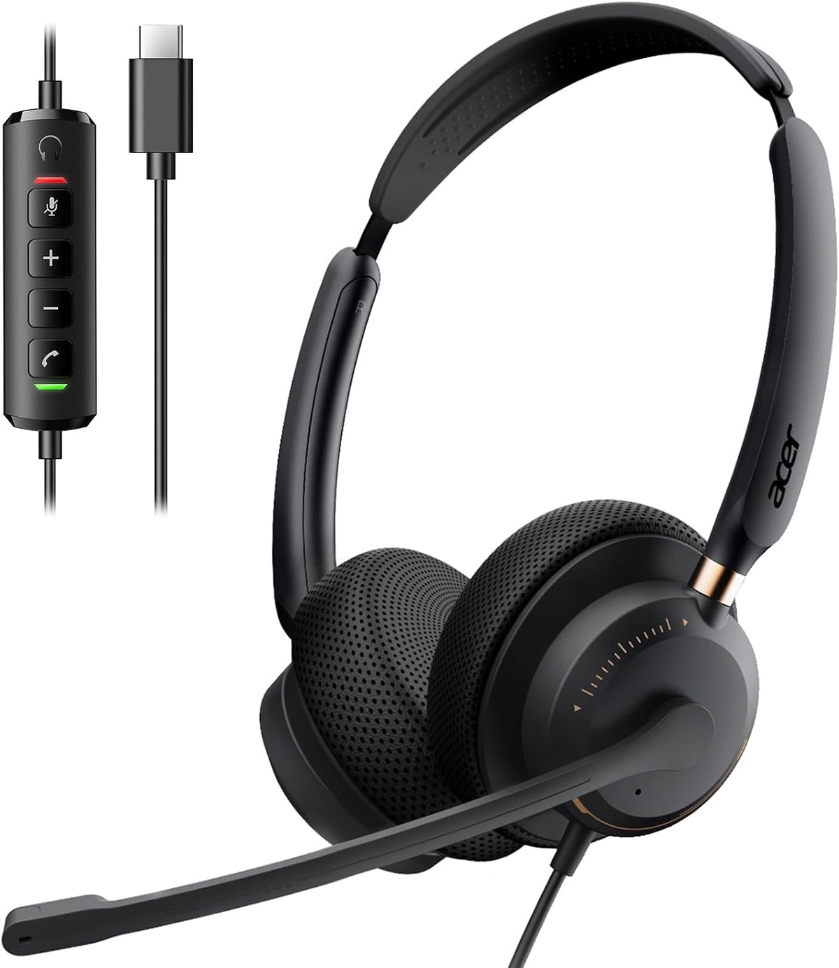 Auriculares USB con micrófono para PC, auriculares con cable con mi...