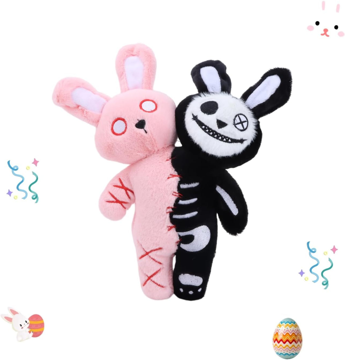 unsnurnoch Juguete de peluche de conejo de doble cabeza de 11.5 pul...