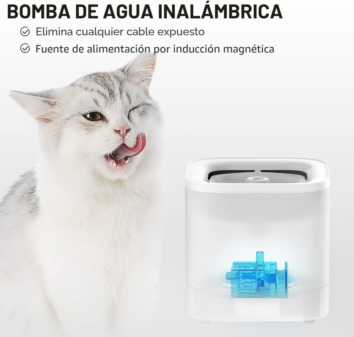 PETKIT Nueva fuente de agua para gatos con bomba inalámbrica, fuent...