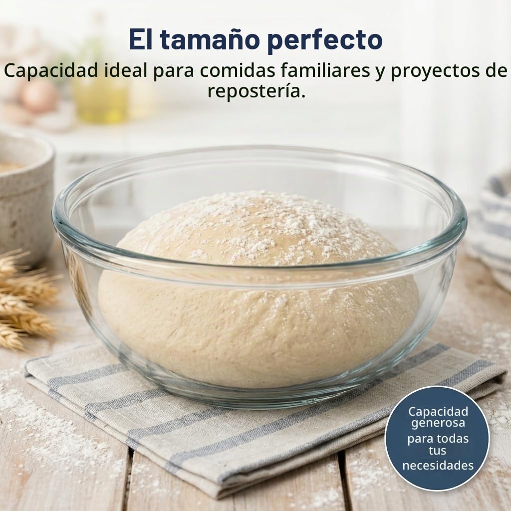 ZAPHYCOCA Cuenco de vidrio grande, cuenco de mezcla de vidrio de 6...